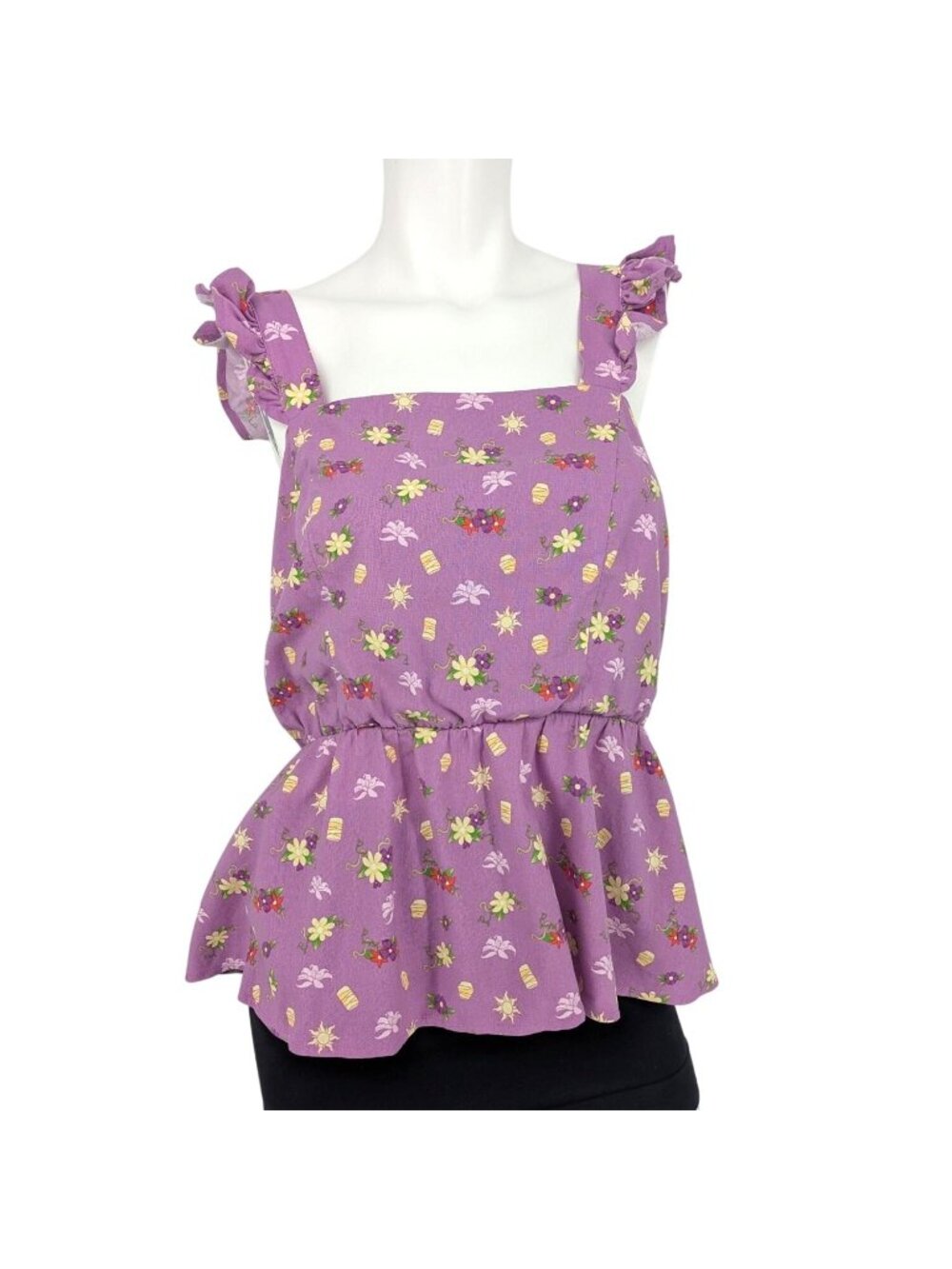 Disney Tangled Icons Tank Top Princess Floral Ruffled Cottage Whimsical Plus 1X